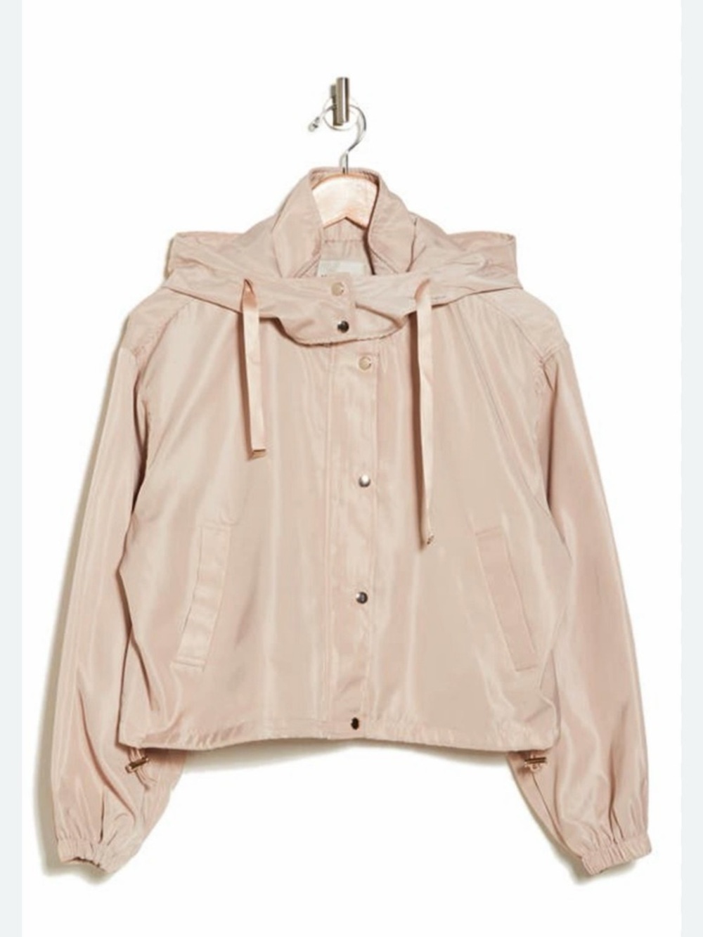Stone Cream Hooded Varsity Jacket with Drawstring Hem XS/TP